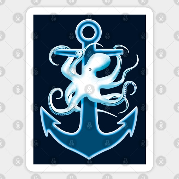 Anchor And Octopus Graphic Design Magnet by TMBTM